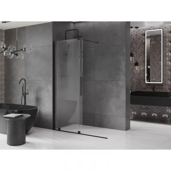 MEXEN/S - Velár posuvné sprchové dvere Walk-in 140, transparent, čierna 871-140-000-03-70