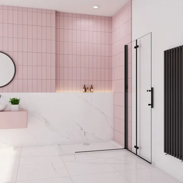 H K - Zalamovacia WALK-IN zástena Melody Black WF1 120x195, číre sklo MELODYBLWF112