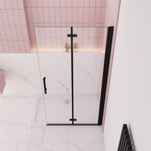 H K - Zalamovacia WALK-IN zástena Melody Black WF1 120x195, číre sklo MELODYBLWF112