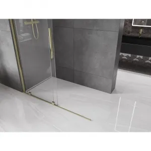 MEXEN/S - Velár posuvné sprchové dvere Walk-in 140, transparent, zlatá 871-140-000-03-50