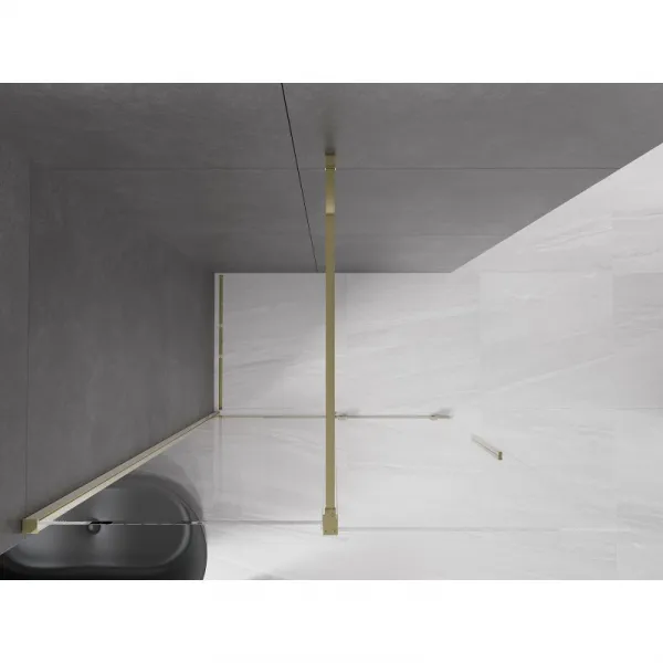 MEXEN/S - Velár posuvné sprchové dvere Walk-in 140, transparent, zlatá 871-140-000-03-50