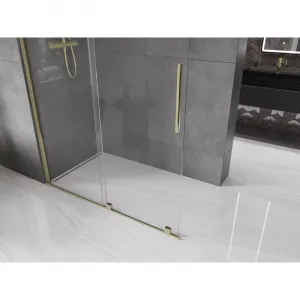 MEXEN/S - Velár posuvné sprchové dvere Walk-in 140, transparent, zlatá 871-140-000-03-50