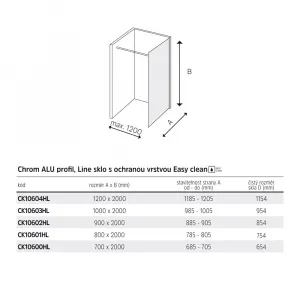 Mereo Sprchová stena WALK IN, Novea, 100x200 cm, chróm ALU, sklo Line CK10603HL