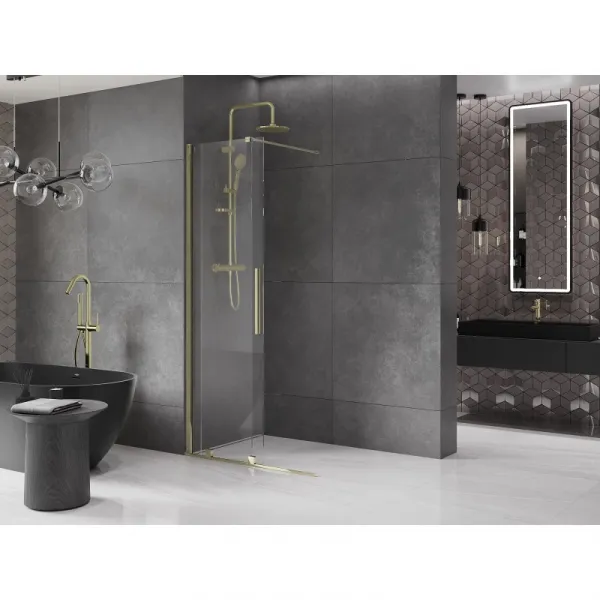 MEXEN/S - Velár posuvné sprchové dvere Walk-in 70, transparent, zlatá 871-070-000-03-50