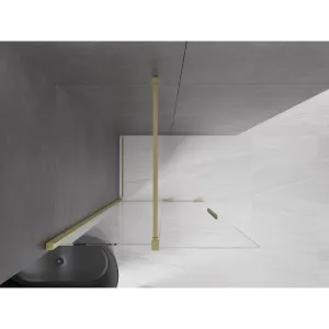 MEXEN/S - Velár posuvné sprchové dvere Walk-in 85, transparent, zlatá kartáčovaná 871-085-000-03-55