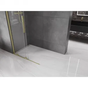 MEXEN/S - Velár posuvné sprchové dvere Walk-in 85, transparent, zlatá kartáčovaná 871-085-000-03-55