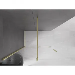 MEXEN/S - Velár posuvné sprchové dvere Walk-in 140, transparent, zlatá kartáčovaná 871-140-000-03-55