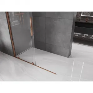 MEXEN/S - Velár posuvné sprchové dvere Walk-in 140, transparent, ružové zlato 871-140-000-03-60