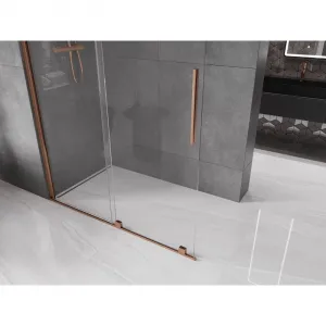 MEXEN/S - Velár posuvné sprchové dvere Walk-in 130, transparent, ružové zlato 871-130-000-03-60