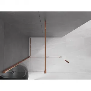 MEXEN/S - Velár posuvné sprchové dvere Walk-in 150, transparent, ružové zlato 871-150-000-03-60