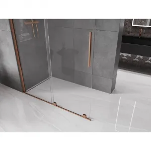 MEXEN/S - Velár posuvné sprchové dvere Walk-in 150, transparent, ružové zlato 871-150-000-03-60