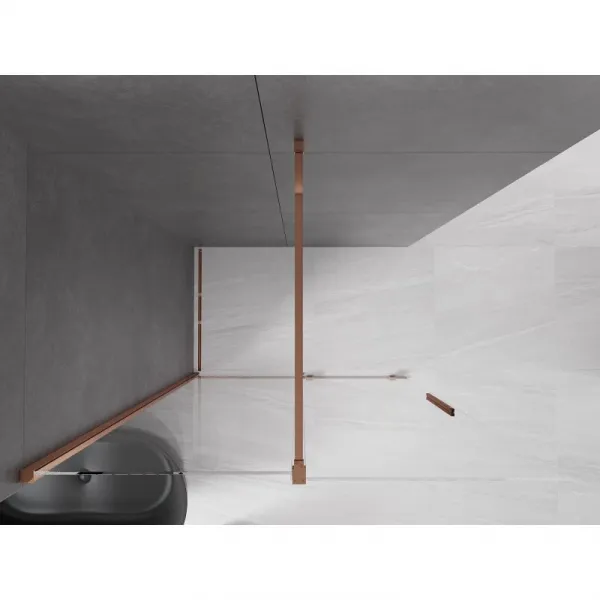 MEXEN/S - Velár posuvné sprchové dvere Walk-in 130, transparent, ružové zlato 871-130-000-03-60