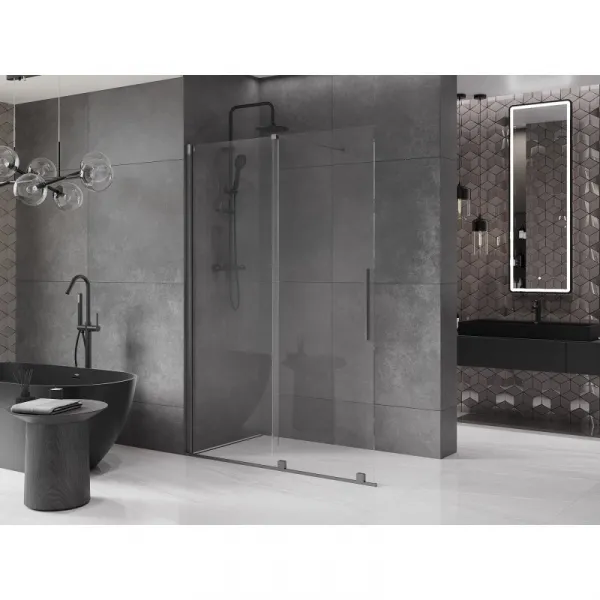 MEXEN/S - Velár posuvné sprchové dvere Walk-in 150, transparent, grafit kartáčovaná 871-150-000-03-66
