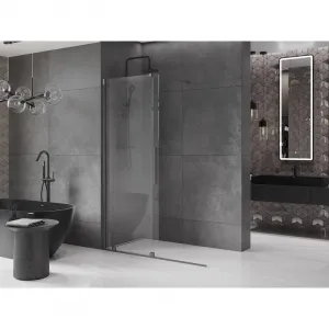 MEXEN/S - Velár posuvné sprchové dvere Walk-in 140, transparent, grafit kartáčovaná 871-140-000-03-66