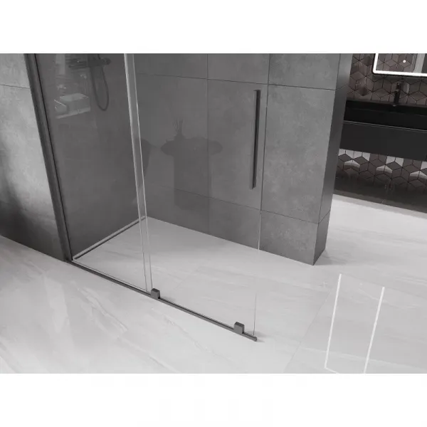 MEXEN/S - Velár posuvné sprchové dvere Walk-in 150, transparent, grafit kartáčovaná 871-150-000-03-66