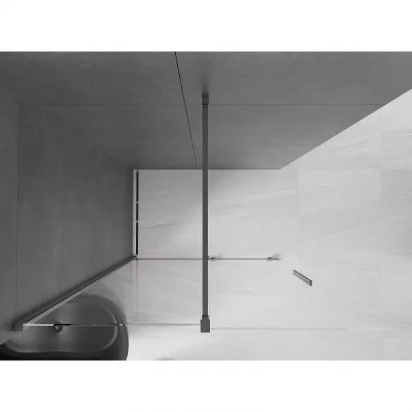 MEXEN/S - Velár posuvné sprchové dvere Walk-in 150, transparent, grafit kartáčovaná 871-150-000-03-66