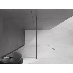 MEXEN/S - Velár posuvné sprchové dvere Walk-in 150, transparent, grafit kartáčovaná 871-150-000-03-66