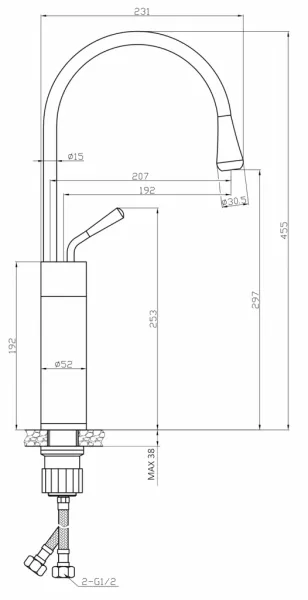 INVENA - Vysoká umývadlová batéria GABRO, čierna-meď BU-33-W14-V