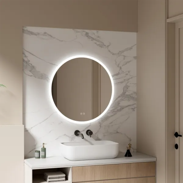 Mereo Zrkadlo okrúhle pr. 80 cm, LED osvetlenie a odhmlievanie CN163