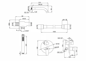 INVENA - Vaňová batéria, podomietková, 2-F, DAFNI BS-88-W01-A