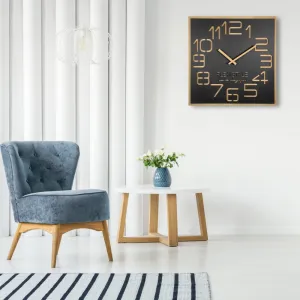 Dizajnovénástenéhodinyvluxusnejkombináciadrevaačiernejfarby60cm45853