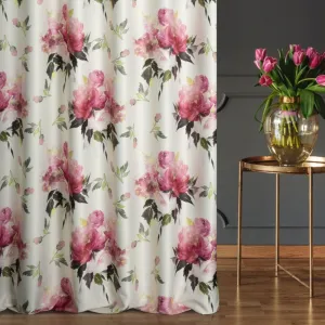 KrásnykrémovýzatemňujúcizávessmotívomkvetovDĺžka:250cm
