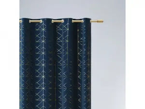Granatovomodrýzávessozlatýmzdobením140x260cmsozavesenímnakovovékruhy