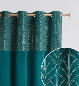 Elegantnýpetrolejovozelenýzatemňujúcizávessostriebornýmikruhmi140x280cm