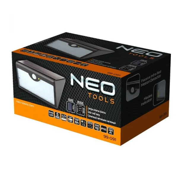 Nástennésolárnesvietidlo+diaľkovéovládanieSMDLED900lm99-091NEO