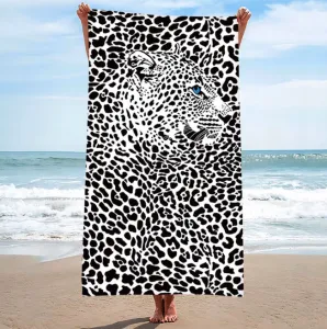 Trendováosuškanapláž–bielasleopardímmotívom100x180cm