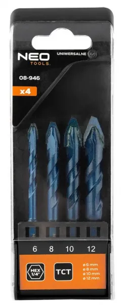 SadauniverzálnychvrtákovHEX–4ks(6,8,10,12mm)