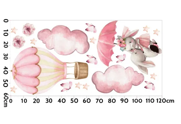 Detskénálepkynastenu–pastelovékráliky,balónyamotýleŠírka:100cm|Dĺžka:200cm