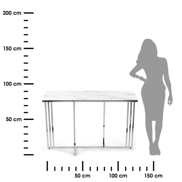 HowHomely Konferenčný stolík AMAGAT 120 cm strieborný/biely mramor