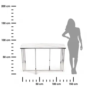HowHomely Konferenčný stolík AMAGAT 120 cm strieborný/biely mramor