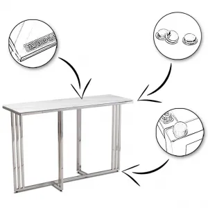 HowHomely Konferenčný stolík AMAGAT 120 cm strieborný/biely mramor