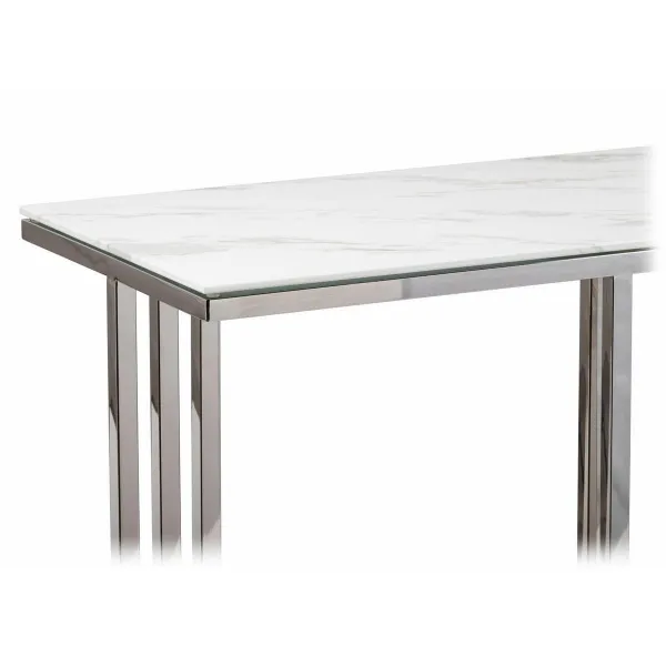 HowHomely Konferenčný stolík AMAGAT 120 cm strieborný/biely mramor