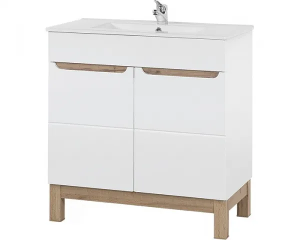 Comad Kúpeľňová zostava Bali 80 cm so skrinkami a zápustným umývadlom biela/dub wotan