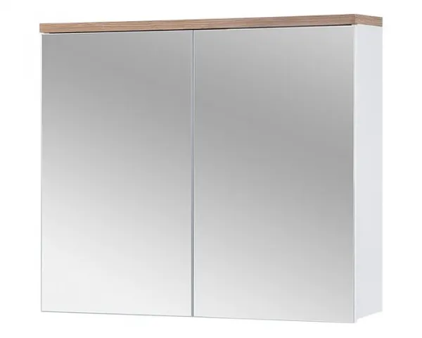 Comad Kúpeľňová zostava Bali 80 cm so skrinkami, zápustným umývadlom a zrkadlom biela/dub wotan