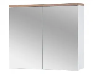 Comad Kúpeľňová zostava Bali 80 cm so skrinkami, zápustným umývadlom a zrkadlom biela/dub wotan