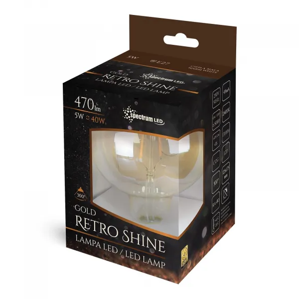 Spectrum LED LED žárovka GLOB 4,9W E27 COG RETROSHINE teplá bílá