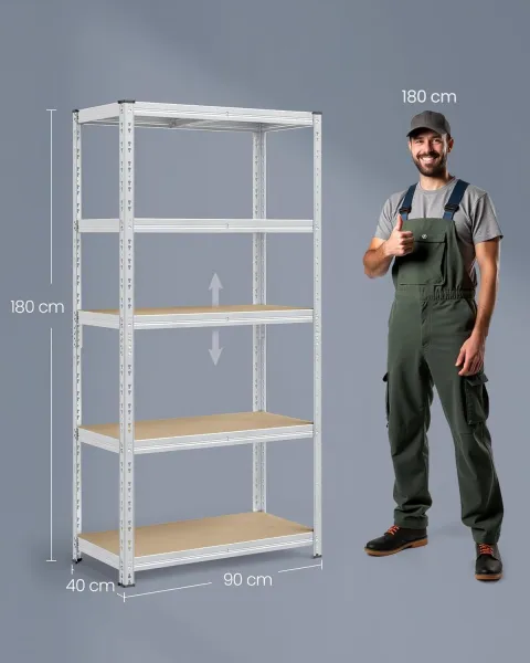 SONGMICS Súprava 2 ks dielenských regálov Myron 180 cm strieborná/hnedá