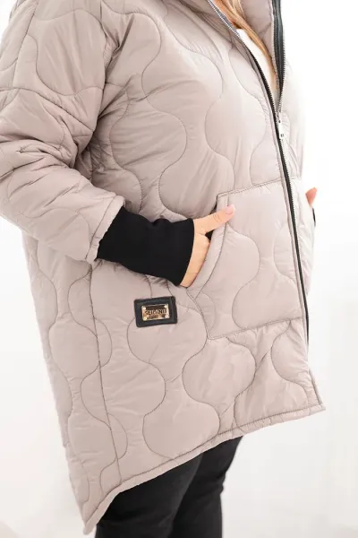 Legínovo Dámska zimná bunda Plus Size prešívaná s kapucňou hnedá Farba: Tmavobéžová, Veľkosť: UNI