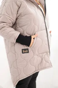 Legínovo Dámska zimná bunda Plus Size prešívaná s kapucňou hnedá Farba: Tmavobéžová, Veľkosť: UNI
