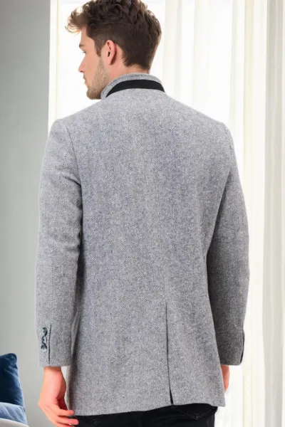 PLT9327 DEWBERRY MEN'S COAT-DIAGONAL GRAY