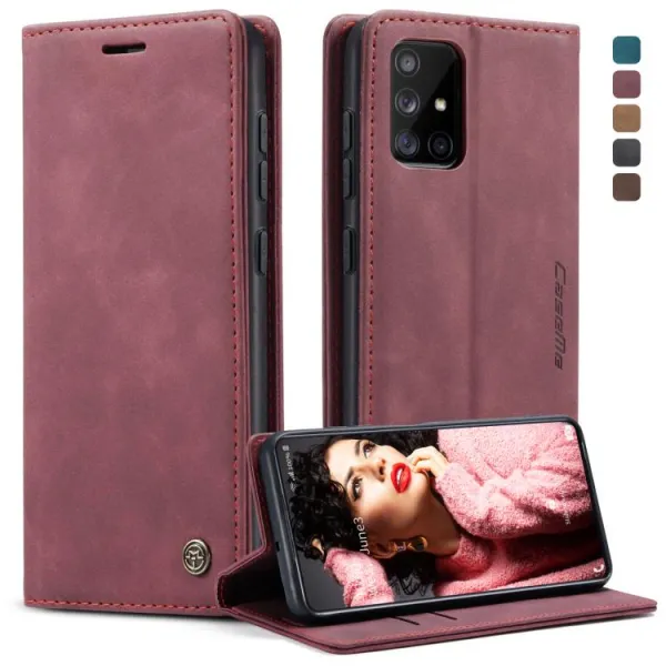 CASEME Flipové puzdro pre Samsung Galaxy A71 bordové