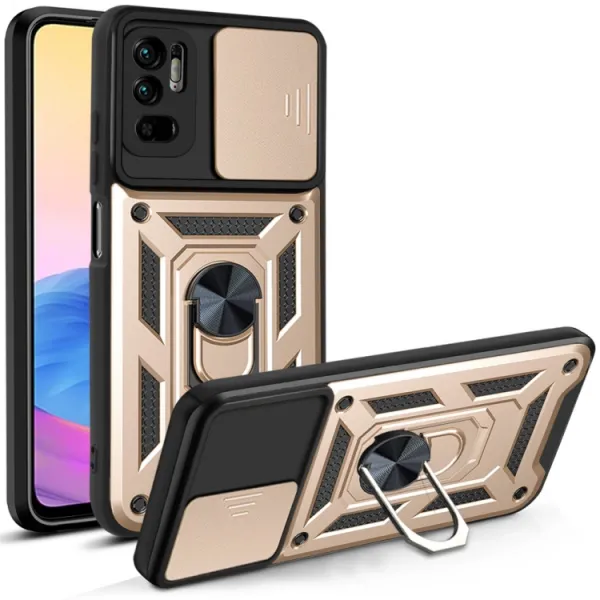 RING Obal s držiakom pre Xiaomi Redmi Note 10 5G zlatý