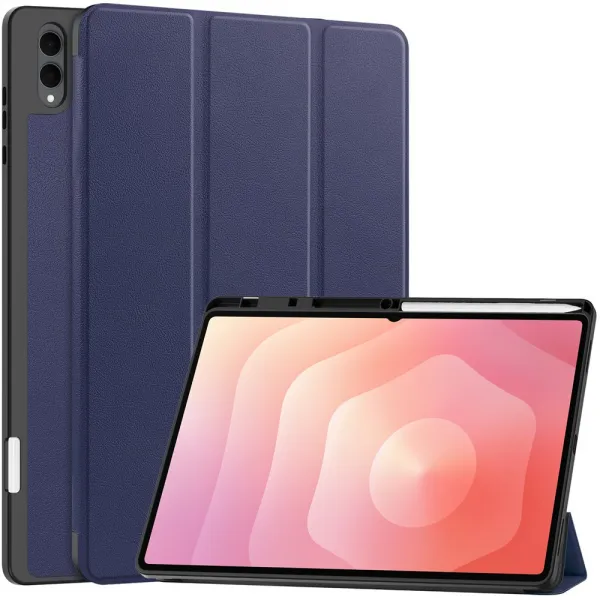 LEATHER Zaklápací kryt pre Samsung Galaxy Tab S11 Ultra modrý