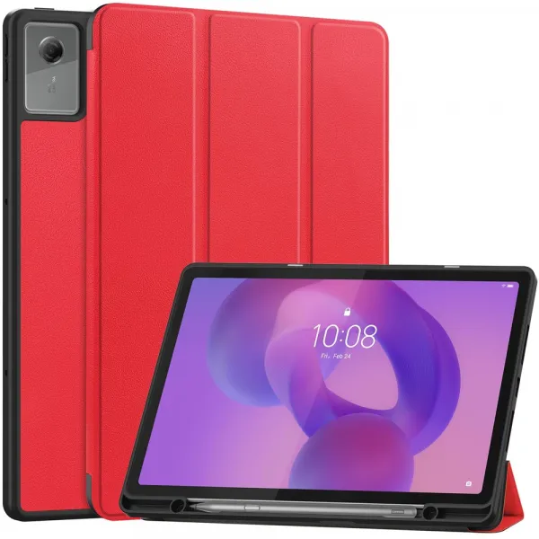 LEATHER Zaklápací kryt pre Lenovo Idea Tab Plus / Tab K12 červený