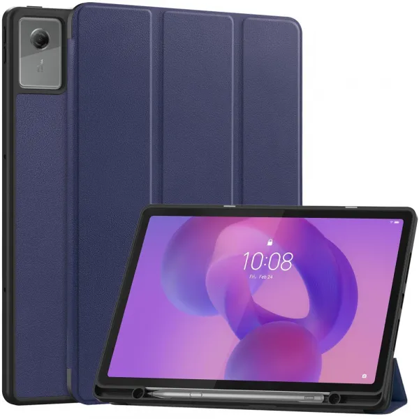LEATHER Zaklápací kryt pre Lenovo Idea Tab Plus / Tab K12 modrý