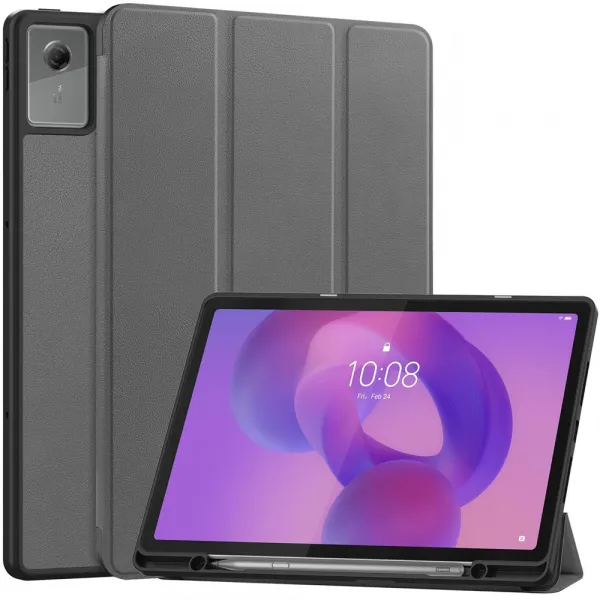 LEATHER Zaklápací kryt pre Lenovo Idea Tab Plus / Tab K12 šedý